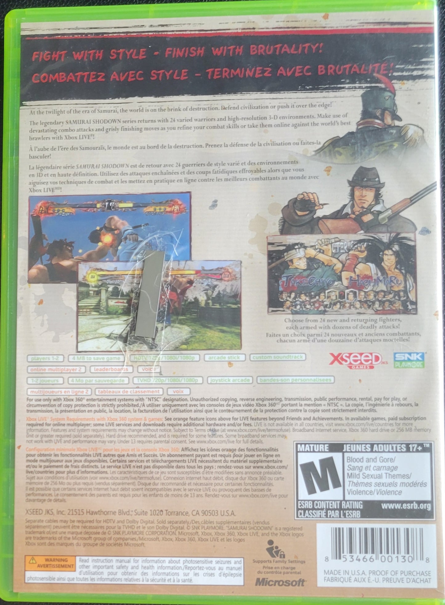 Samurai Shodown Sen - (CIB) - Microsoft XBOX 360 - Pre-Owned Like New CLEAN DISC