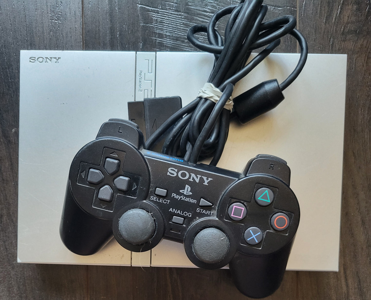 Playstation 2 PS2 SLIM Silver BUNDLE + 1 Controller & Hook Up Cords Various Conditions Available