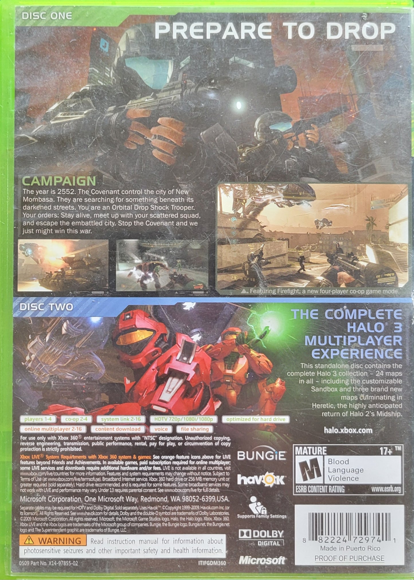 HALO 3: ODST - Microsoft XBOX 360 - Pre-Owned Tested & Working