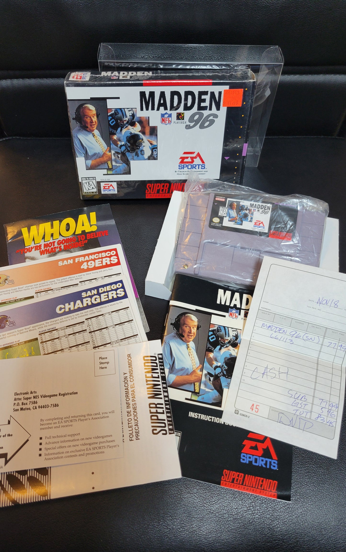MADDEN 96 - SNES - Super Nintendo Ent. System FACTORY PLASTIC (CIB) - Pristine Condition - NTSC Cartridge + Protector