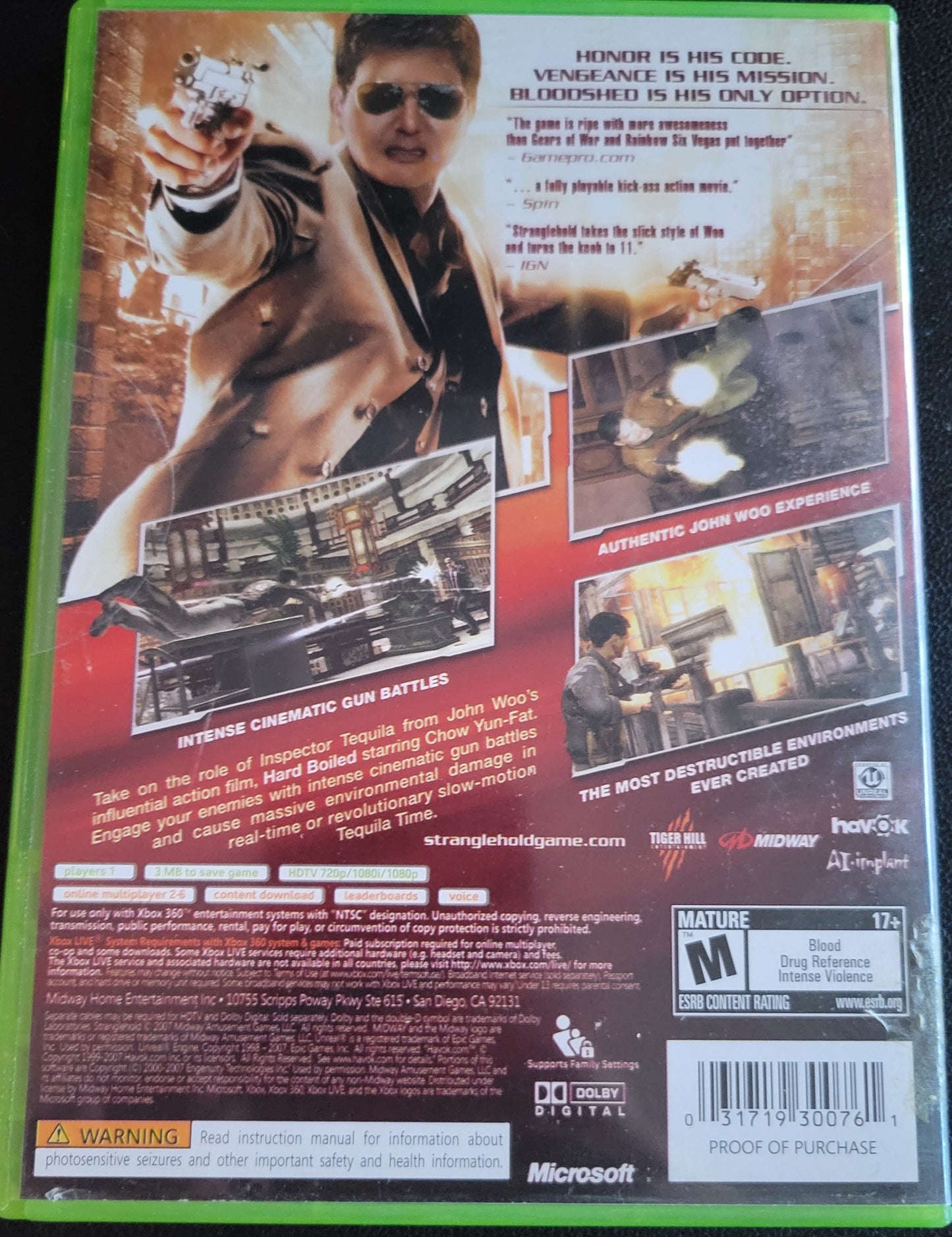 STRANGLEHOLD - Microsoft XBOX 360 - MINTY CIB Refurbish-SEALED Great Shape Tested & Working