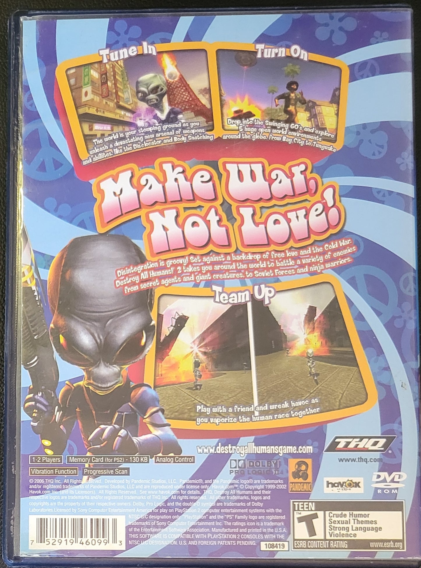 Destroy All Humans 2 - Sony PlayStation 2 PS2 Pre-Owned Tested & Working MINTY
