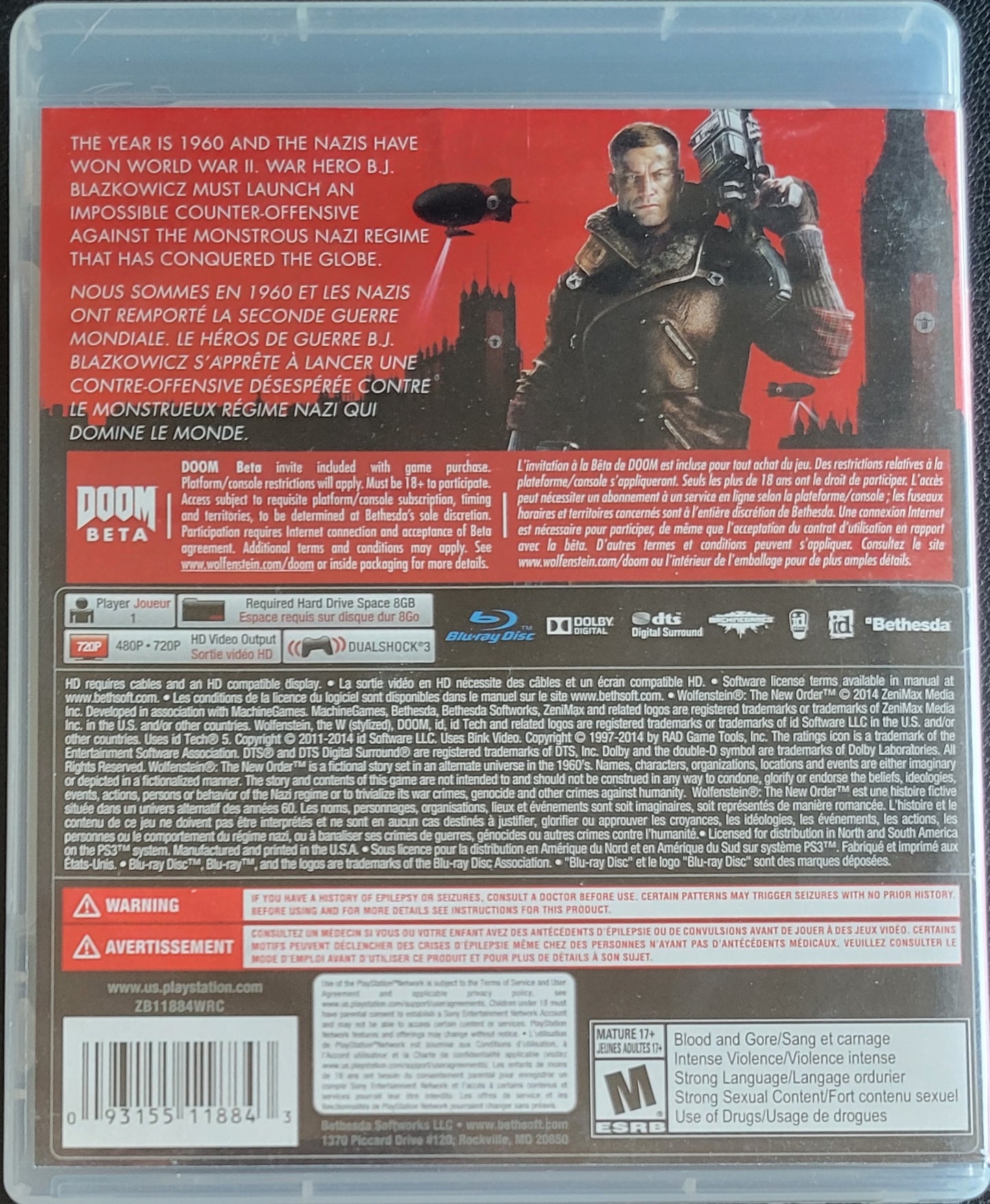 Wolfenstein: The New Order (CIB) – Sony PlayStation 3 PS3 – Great Shape