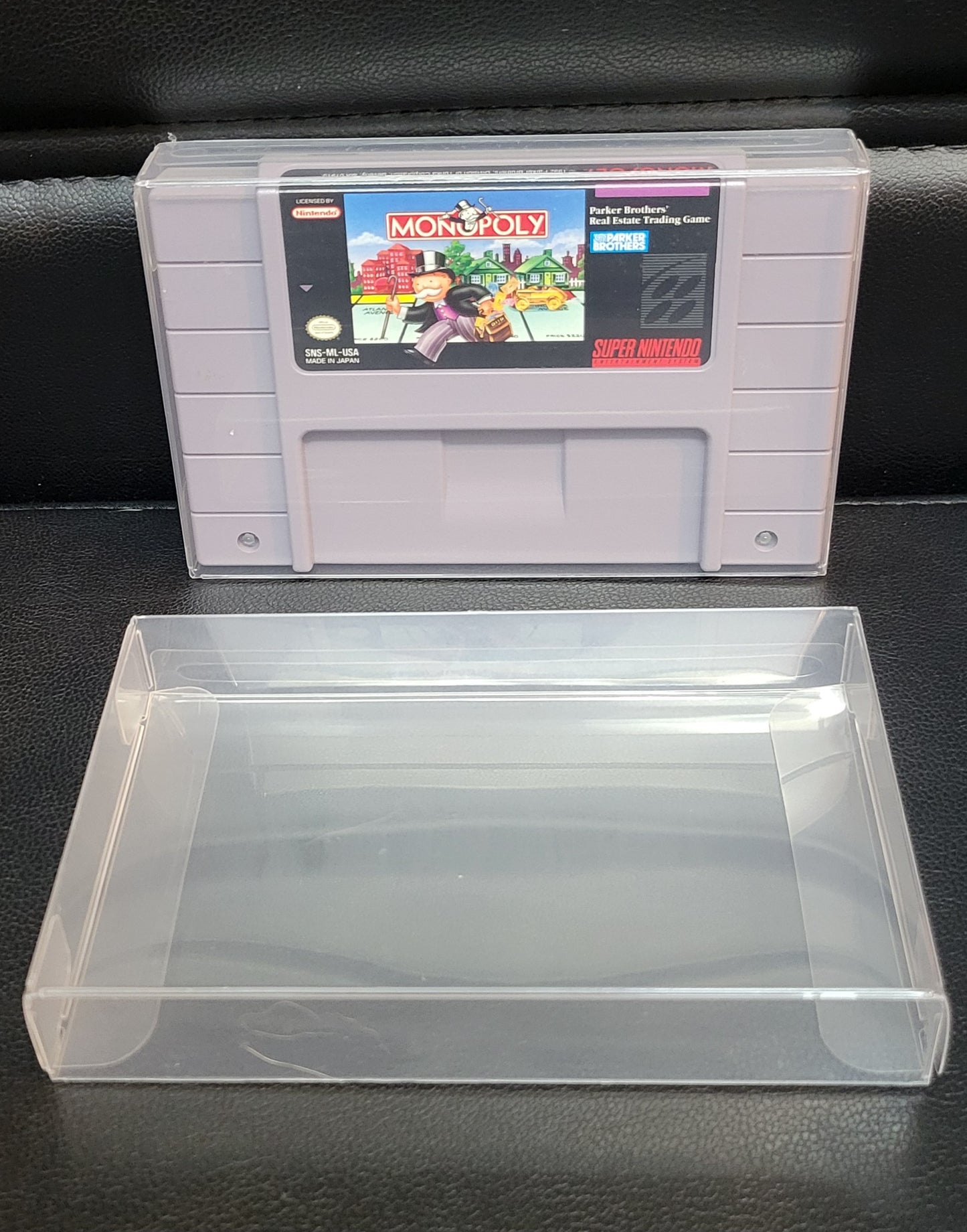 Monopoly 1992 SNES Authentic Cartridge (Super Nintendo Entertainment System) Classic Arcade Game Original Condition + Protector