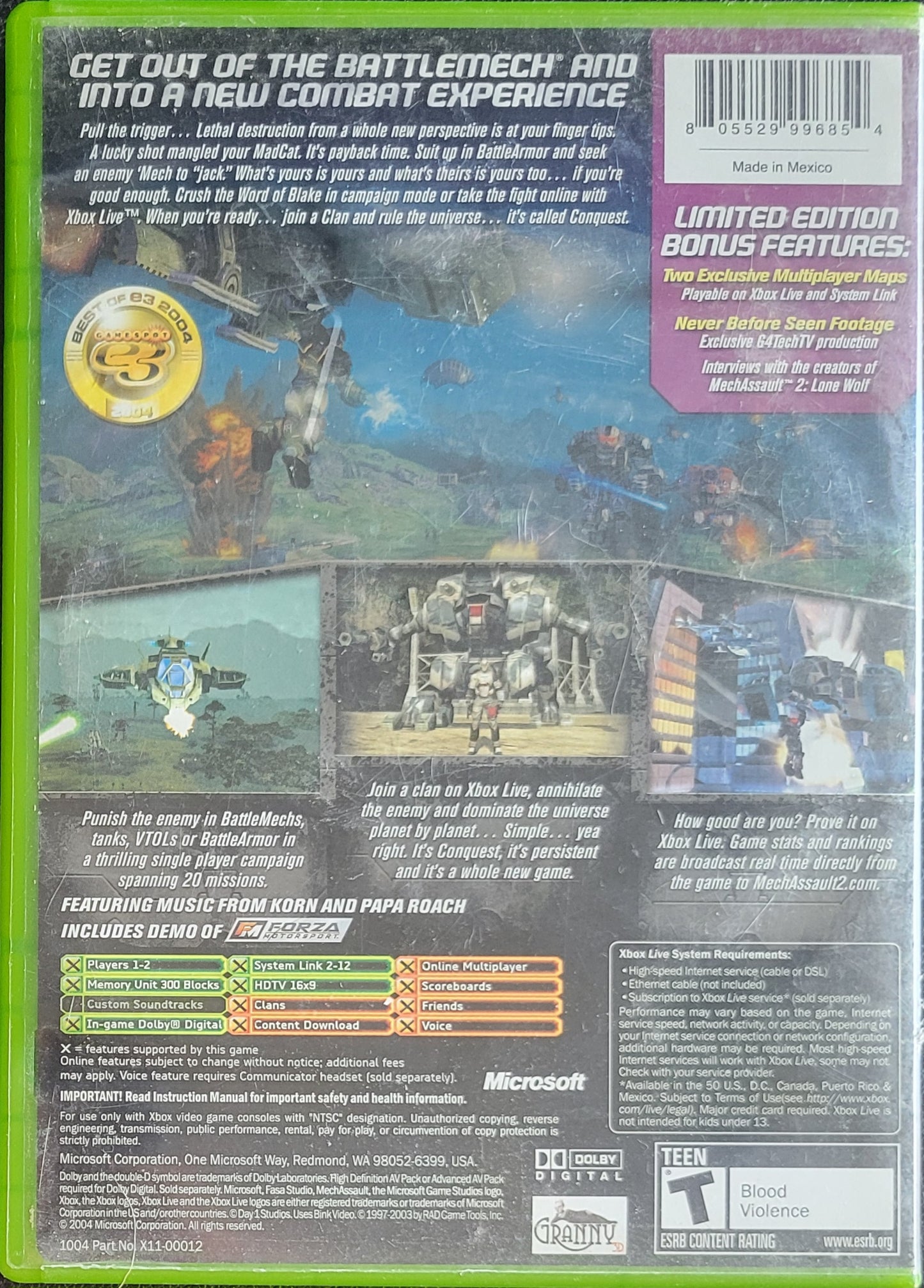 MechAssault 2 *Limited Edition* (CIB) OG Microsoft XBOX Pre-Owned Great Shape Tested & Working CLEAN DISC