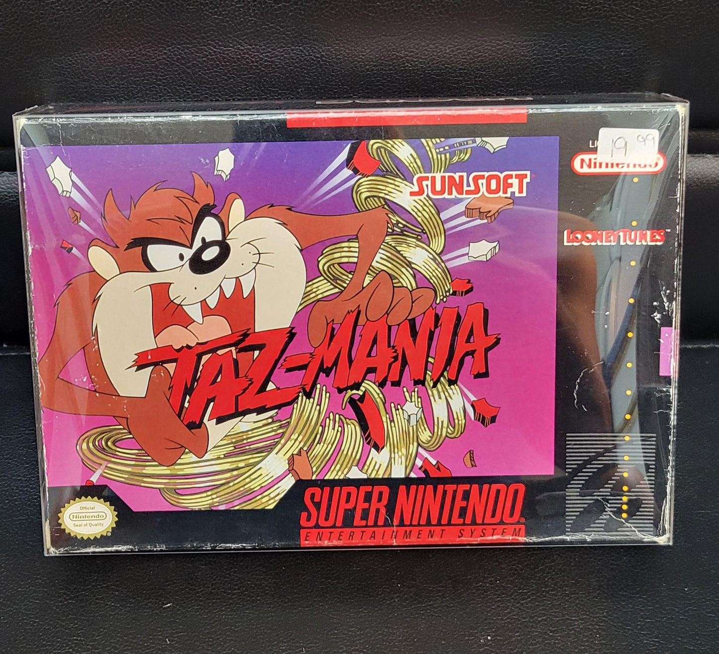 TAZ-MANIA CIB Authentic Box + Manual - SNES - Super Nintendo Ent. System 1992 NTSC/PAL Cartridge + Plastic Protector GREAT SHAPE