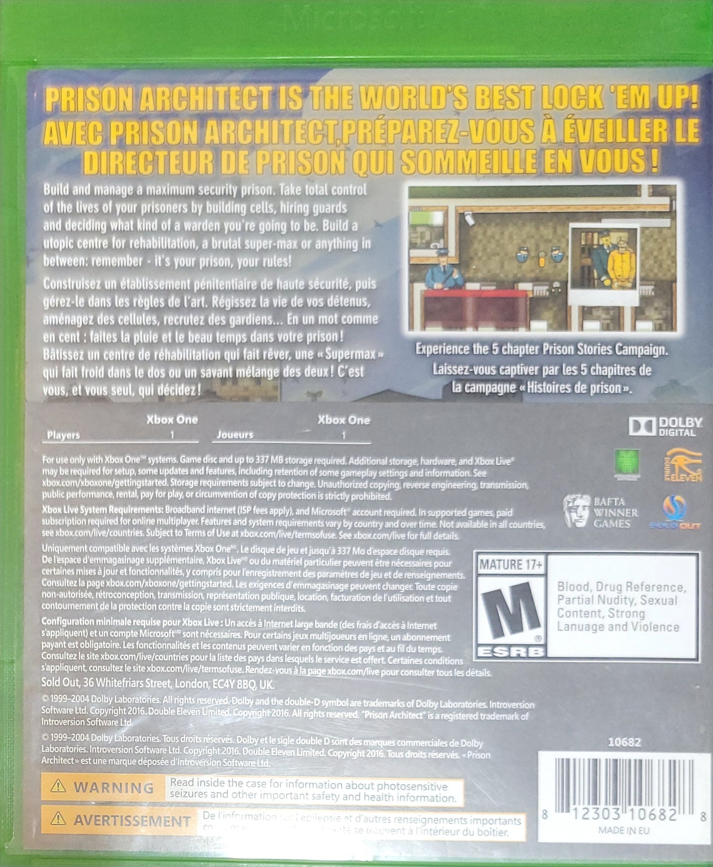 Prison Architect – Microsoft Xbox One CIB – Pre-Owned – RE-SEALED (2016)