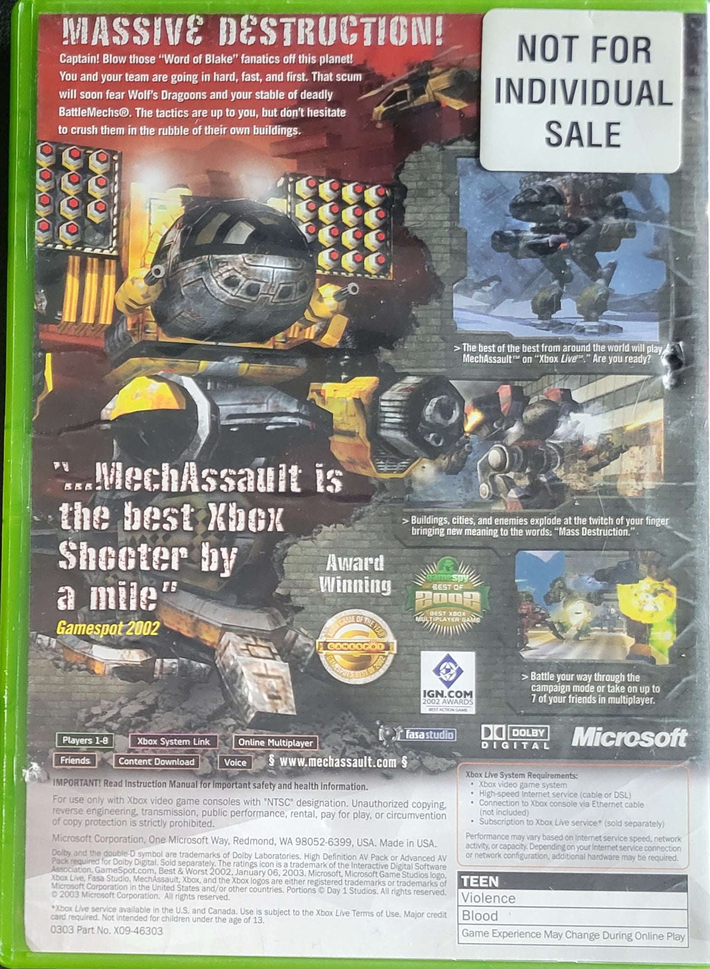 MechAssault - (CIB) OG Microsoft XBOX Pre-Owned Great Shape Tested & Working CLEAN DISC