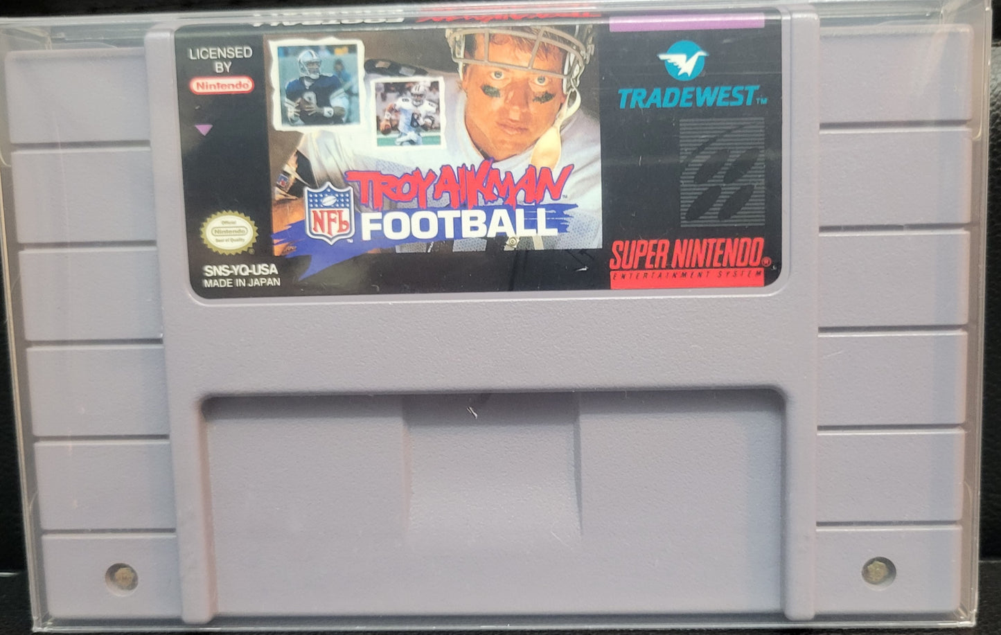 1994 Troy Aikman FOOTBALL SNES Authentic Cartridge (Super Nintendo Entertainment System) Classic Arcade Game Great Original Condition + Protector