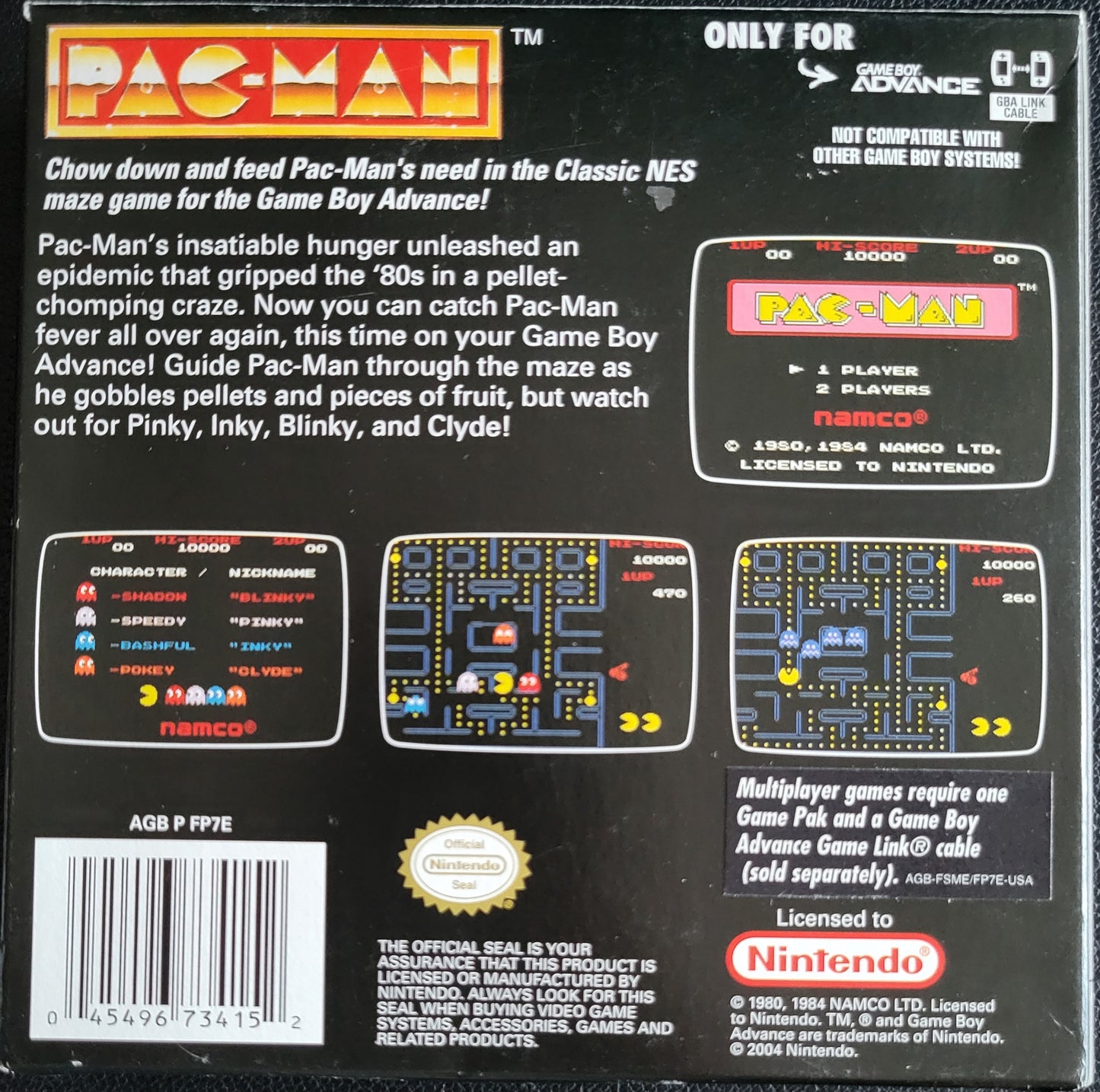 Pac-Man (CIB) Classic NES Series 2004 (VG) - GAMEBOY ADVANCE GBA + Protector