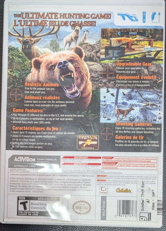 Cabela's Big Game Hunter 2012 – Nintendo Wii CIB (2011) | RE-Sealed, Complete in Box, Excellent Condition