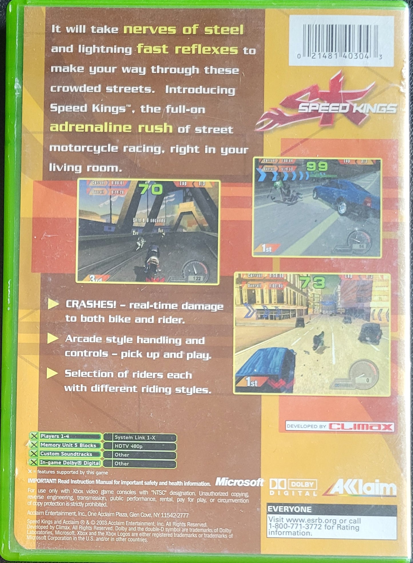Speed Kings - (CIB) OG Microsoft XBOX Pre-Owned Great Shape Tested & Working CLEAN DISC