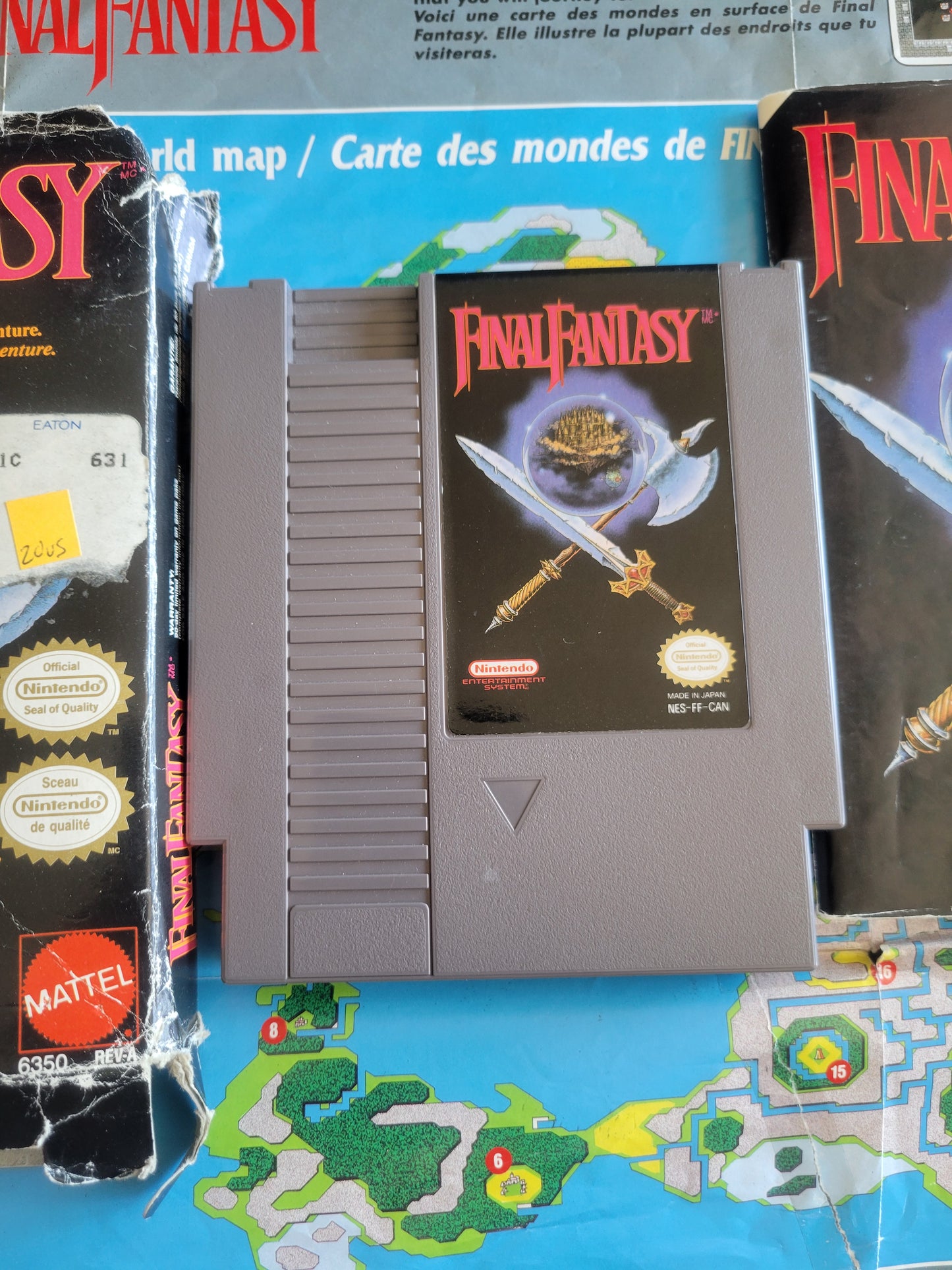 Final Fantasy CIB Poster, Map, Manual - NES (1987 Nintendo Entertainment System) GREAT SHAPE Cartridge + Inserts