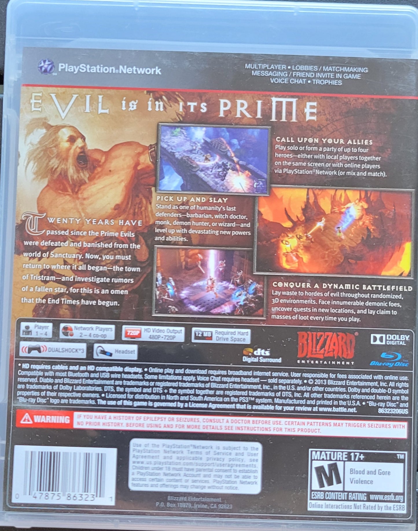 DIABLO 3 SEALED - Sony PlayStation 3 PS3 Pre-Owned MINT Great Shape! Tested & Working