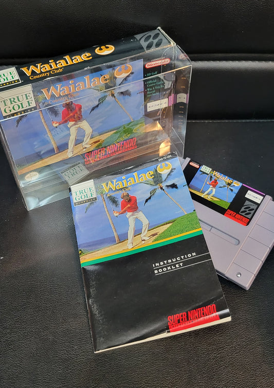 WAIALAE Golf CIB Authentic - SNES - Super Nintendo Ent. System 1992 NTSC/PAL Cartridge+ Plastic Protector