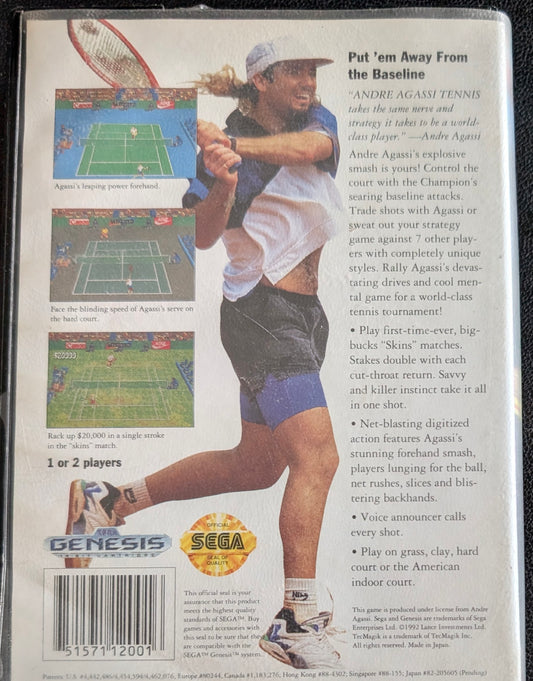 AGASSI Tennis - Boxed CIB (Sega Genesis) | 1993 | Sports / Tennis