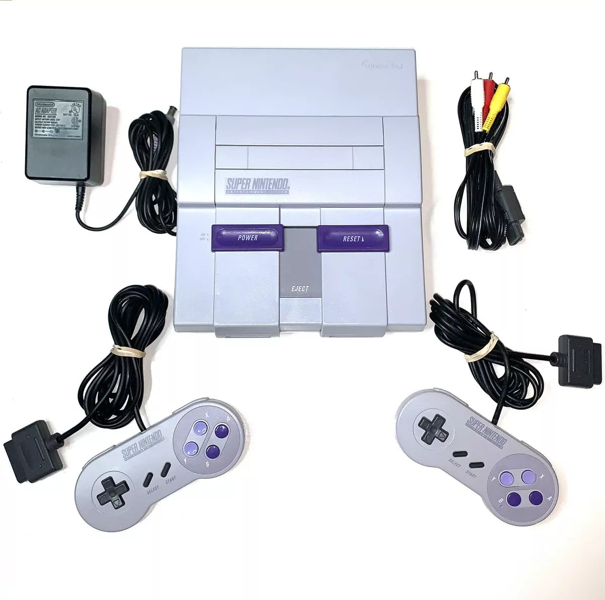 Authentic SNES (Super Nintendo Ent. System) Lot + 2 Controllers & Hook Up Cords - 4 Variants