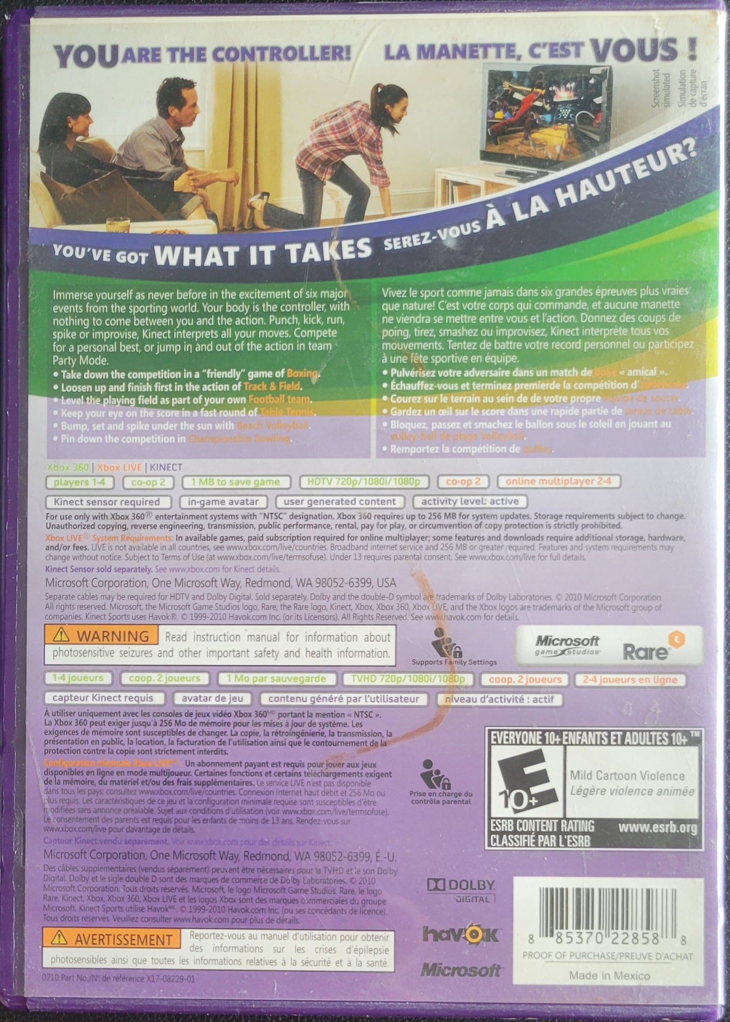 Kinect Sports - (CIB) - Microsoft XBOX 360 - Pre-Owned Like New CLEAN DISC