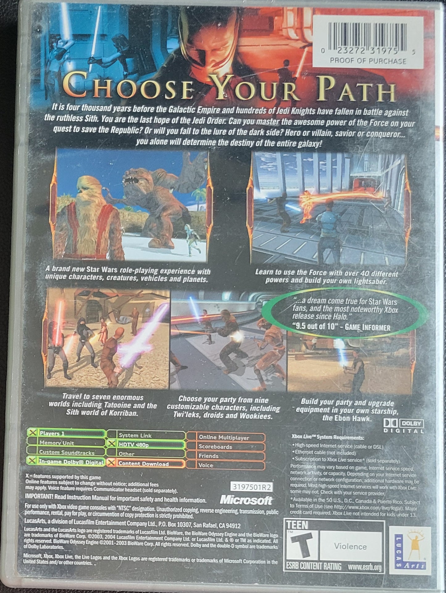 Star Wars: Knights Of The Old Republic *Platinum Hits* - (CIB) OG Microsoft XBOX Pre-Owned Great Shape Tested & Working CLEAN DISC