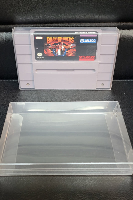 Authentic 1993 "Brawl Brothers" SNES (Super Nintendo Ent. System) Classic Arcade Game A+ Shape Plus Protector