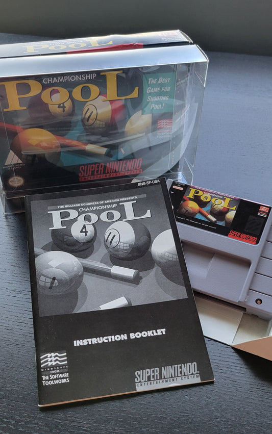 Championship Pool 1993 CIB ● Box ● Manual ● Protector - SNES - Super Nintendo Ent. System NTSC Cartridge MINT