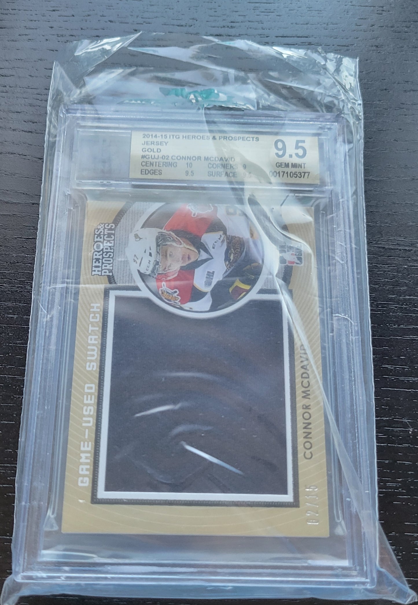 2014 15 ITG HEROES & PROSPECTS GAME-USED JUMBO SWATCH CONNOR MCDAVID 2/15 BGS 9.5 MINT!!