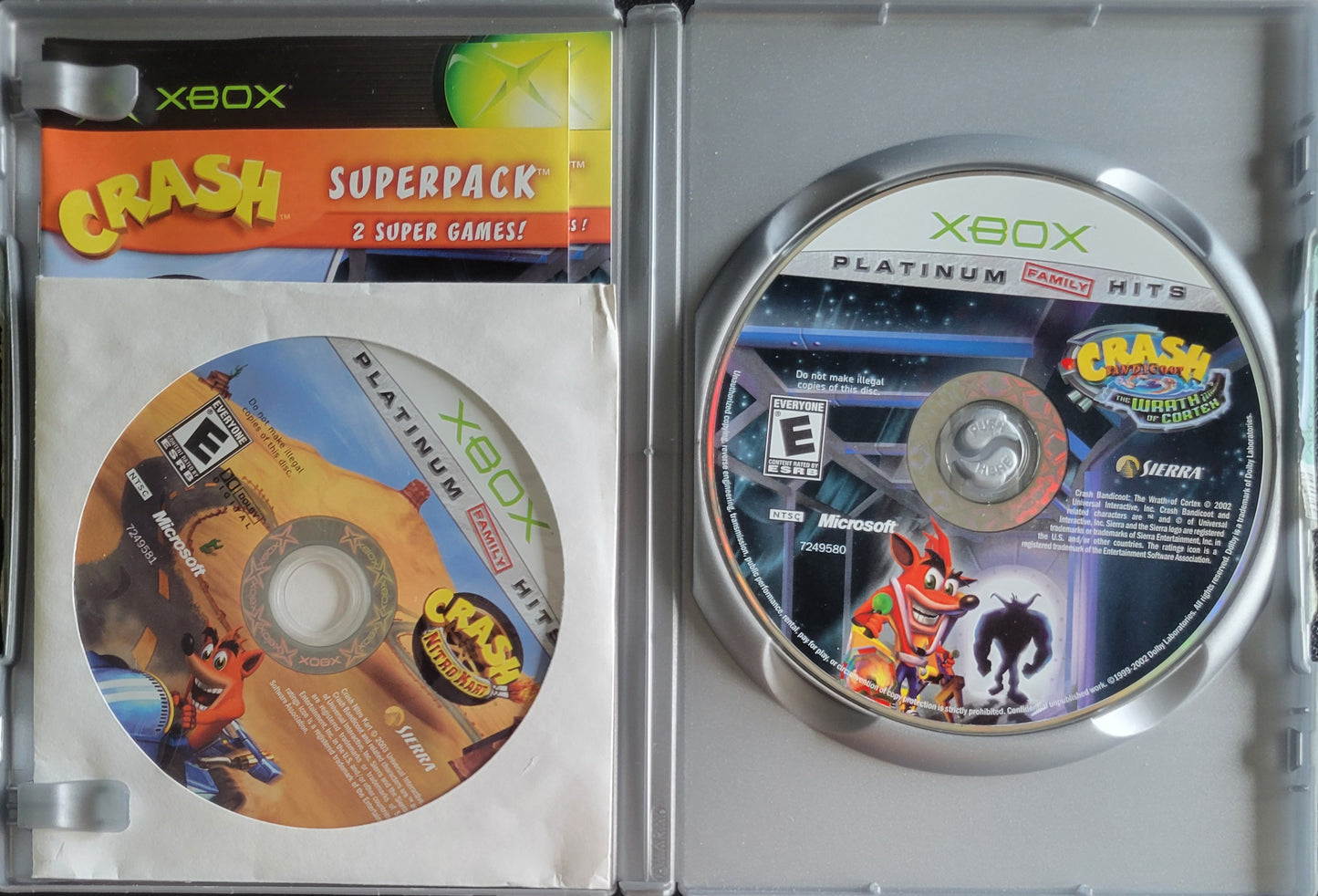 Crash Bandicoot Super Pack x2 Games! (CIB) OG Microsoft XBOX Pre-Owned Great Shape Tested & Working CLEAN DISC