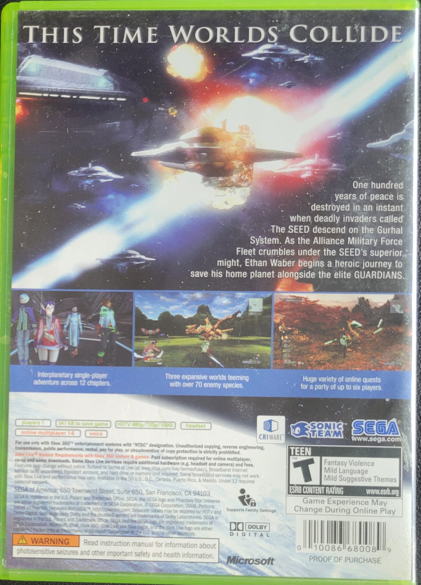 Phantasy Star Universe - (CIB) - Microsoft XBOX 360 - Pre-Owned Like New CLEAN DISC