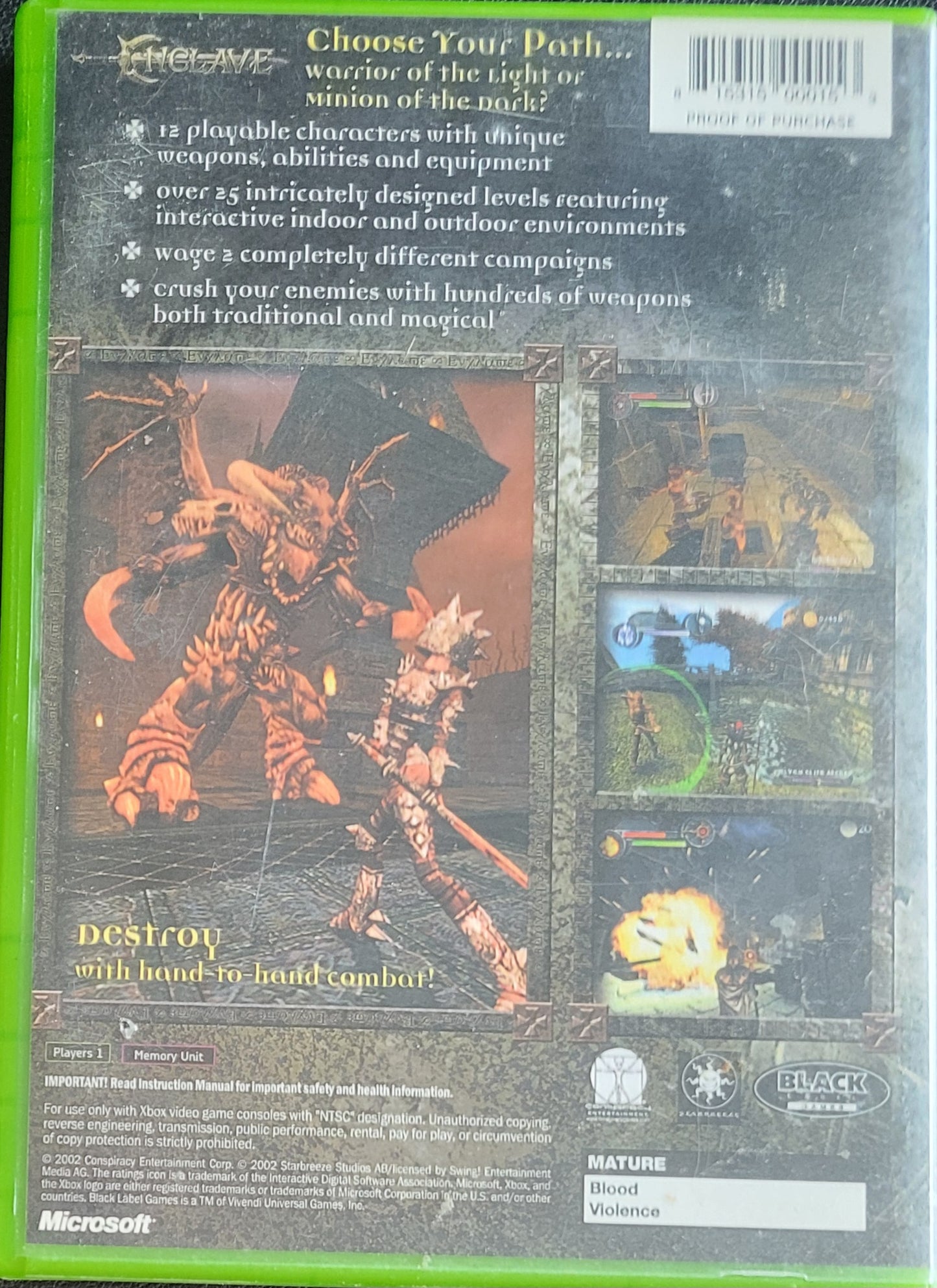 Enclave (CIB) OG Microsoft XBOX Pre-Owned Great Shape Tested & Working CLEAN DISC