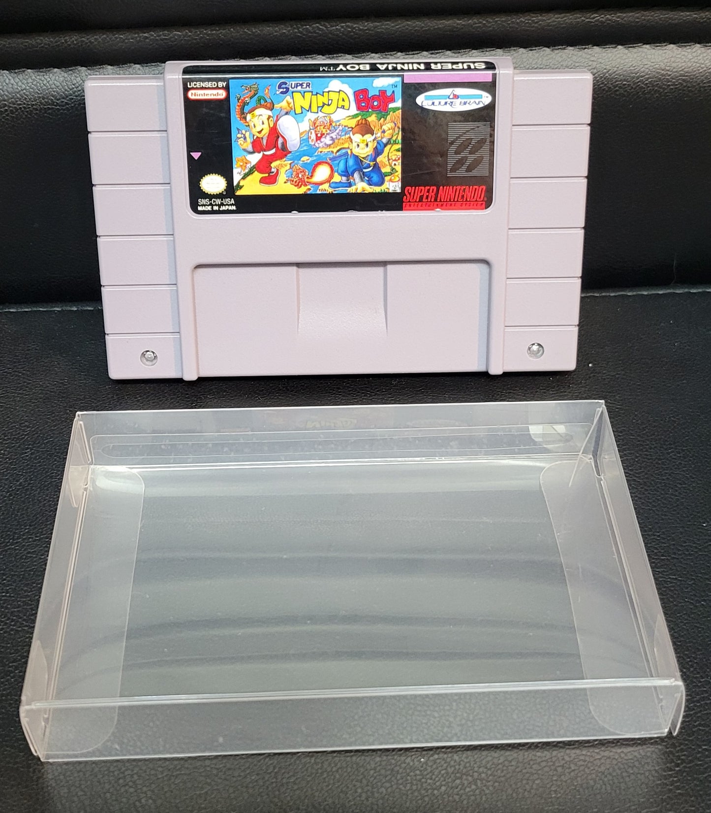 Authentic Super Ninja Boy - SNES - Super Nintendo Ent. System NTSC/PAL Cartridge + Plastic Protector