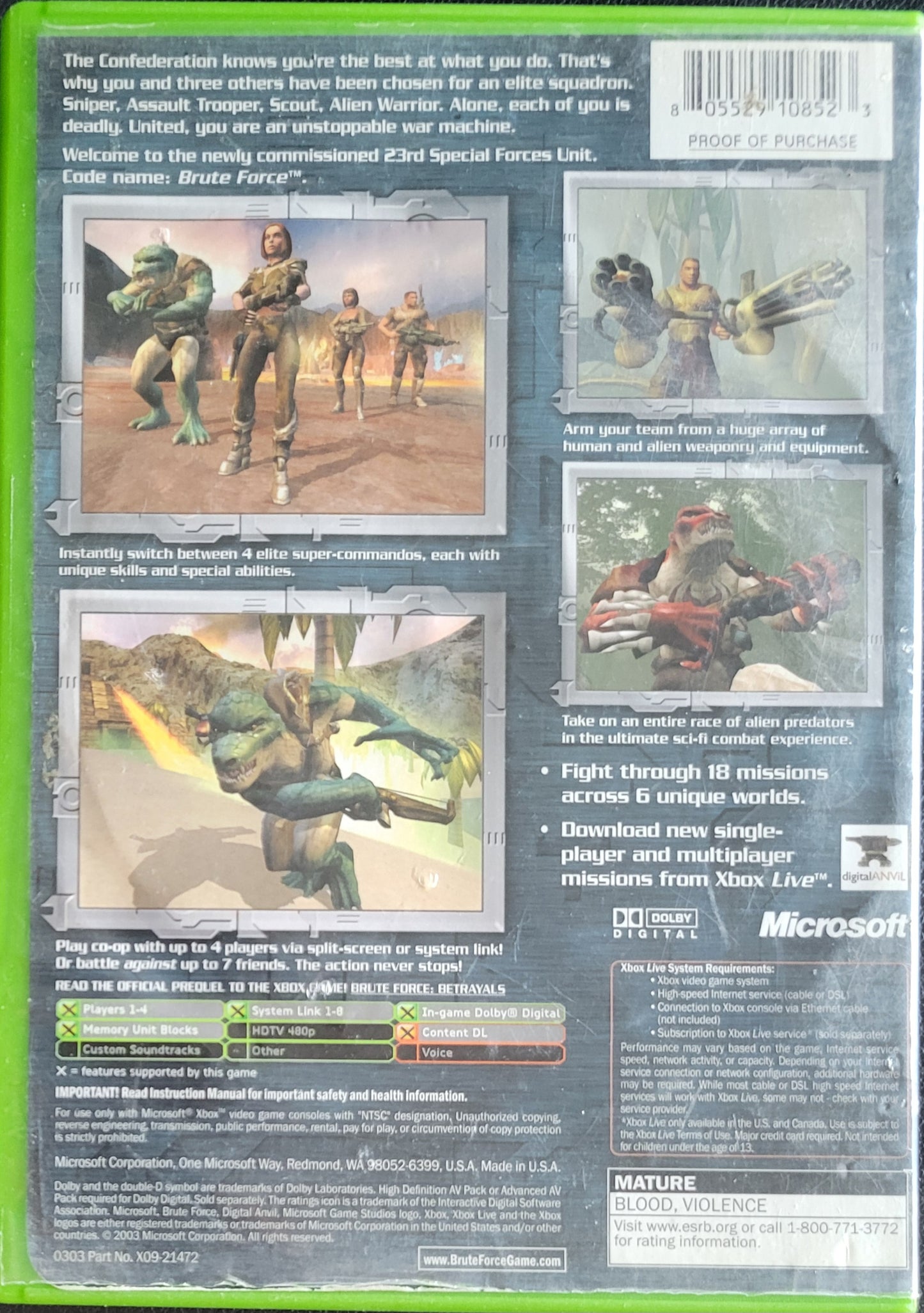 Brute Force - (CIB) OG Microsoft XBOX Pre-Owned Great Shape Tested & Working CLEAN DISC