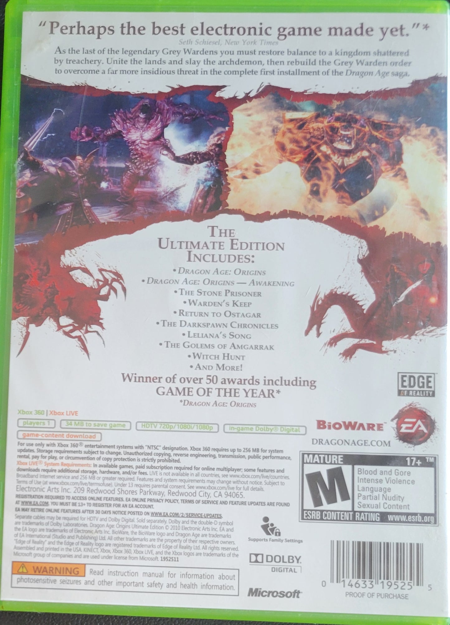 Dragon Age Origins *Ultimate Edition* - (CIB) - Microsoft XBOX 360 - Pre-Owned MINT