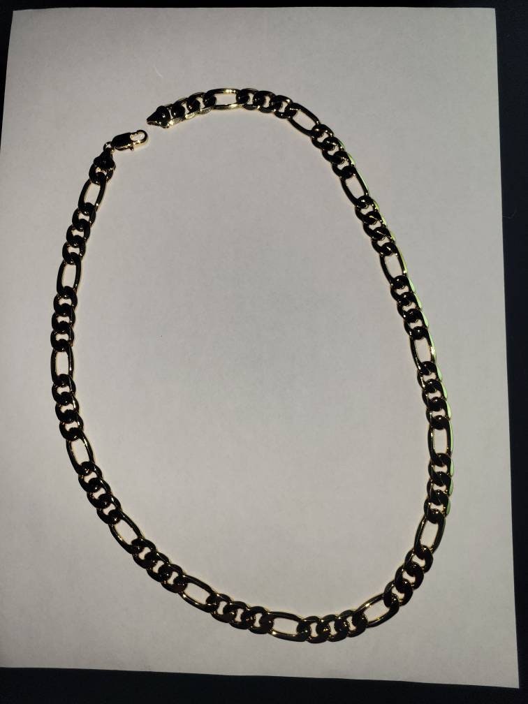 14k Gold Plate Figaro Necklace 12 MM THICK 99 GRAM Best Quality
