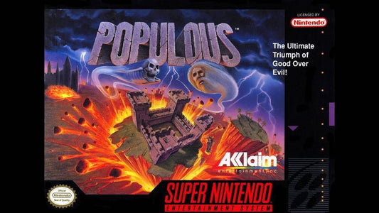 1991 " POPULOUS " SNES - Super Nintendo Ent. System NTSC/PAL Cartridge