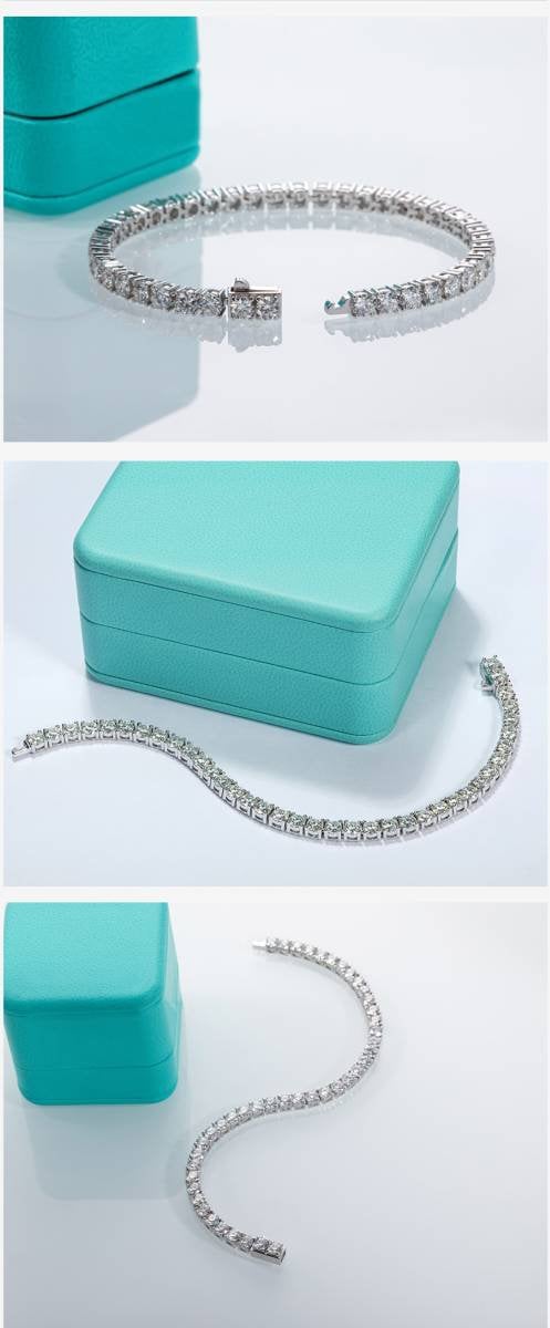 4MM - 6.5MM Certified Moissanite Brilliant Cut VVS1 D Clarity Tennis Bracelet 6 7 8 Inch GRA Certified Will Pass Diamond Test