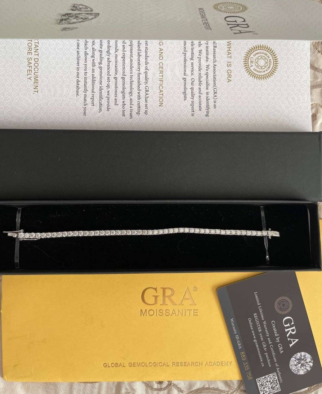 2MM - 5MM Certified Moissanite Brilliant Cut VVS1 D Clarity Tennis Bracelet 6,7,8 Inch GRA Certification Will Pass Diamond Test