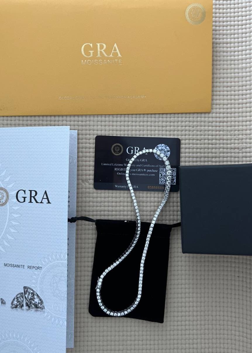 0.25 Carat Certified Moissanite Diamond Brilliant Round Cut VVS1 D Tennis Necklace White S925 Gold GRA Certified Best Quality GUARANTEED