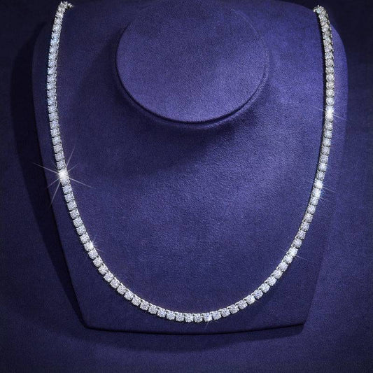 0.25 Carat Certified Moissanite Diamond Brilliant Round Cut VVS1 D Tennis Necklace White S925 Gold GRA Certified Best Quality GUARANTEED