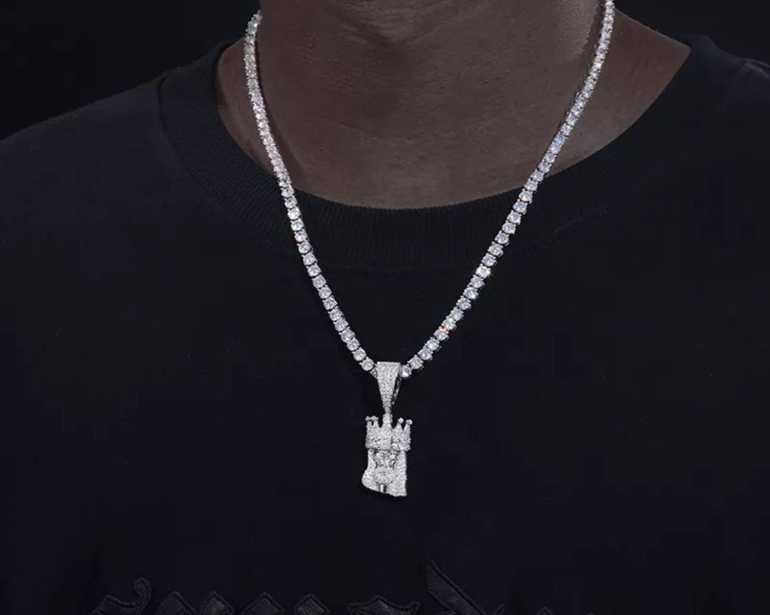 Diamond Jesus Piece Pendant Two-Toned 47MM X 16MM Real Moissanite Stones Set On White/Yellow 925 Sterling Silver Best Quality Guaranteed!