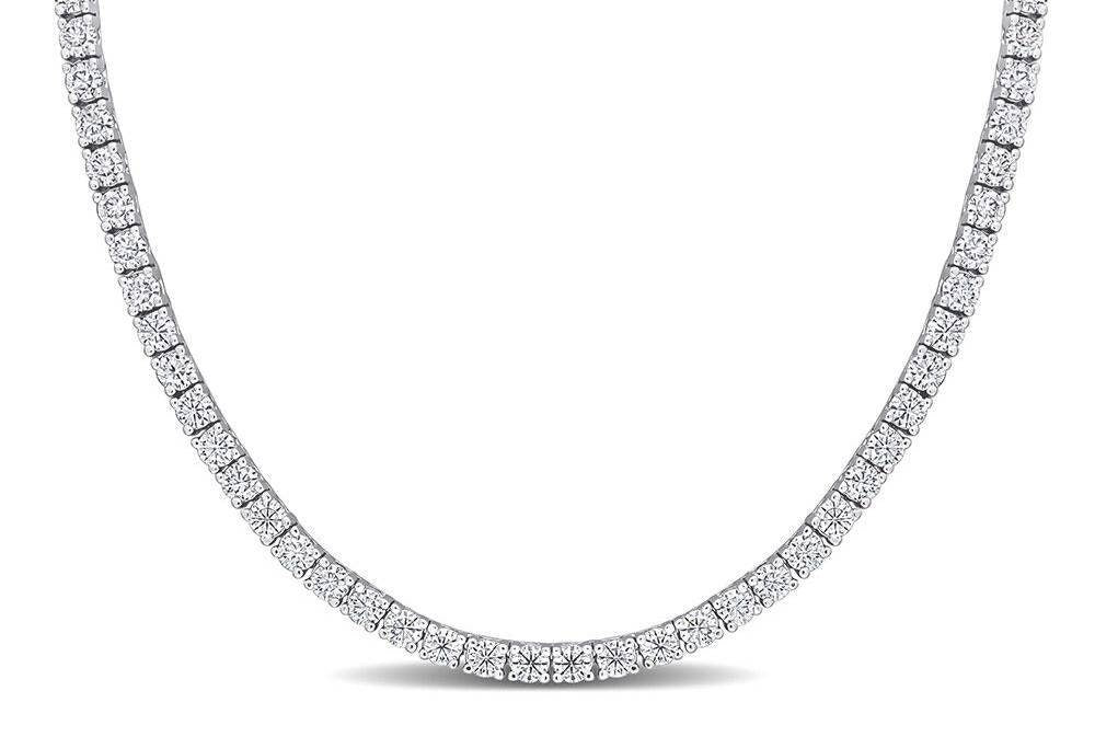 2.5 MM 0.06 Carat Certified Moissanite Diamond Brilliant Round Cut VVS1 D Tennis Necklace White S925 GRA Certified Best Quality GUARANTEED