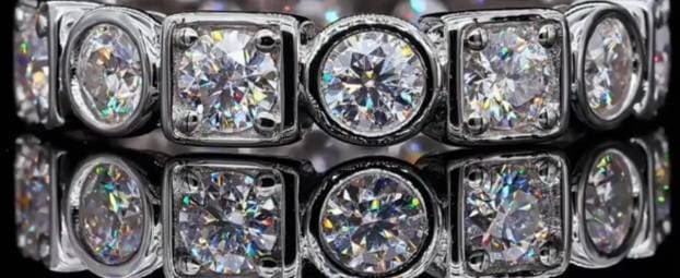 3.5 MM Certified Moissanite Princess Cut VVS1 D Colorless Diamond Eternity Band (Passes Diamond Test) Best Quality GUARANTEED GRA Certified