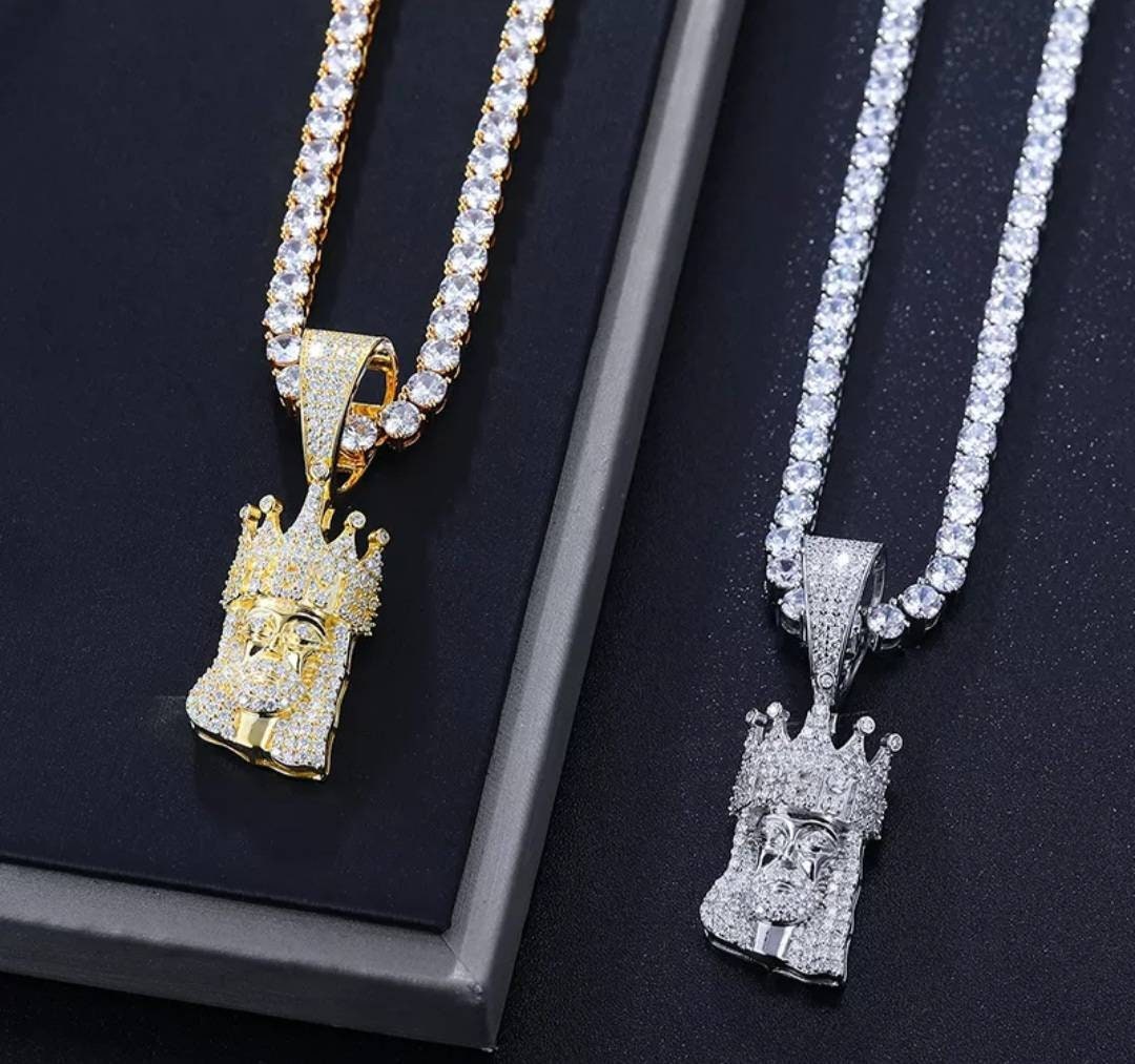 Diamond Jesus Piece Pendant Two-Toned 47MM X 16MM Real Moissanite Stones Set On White/Yellow 925 Sterling Silver Best Quality Guaranteed!