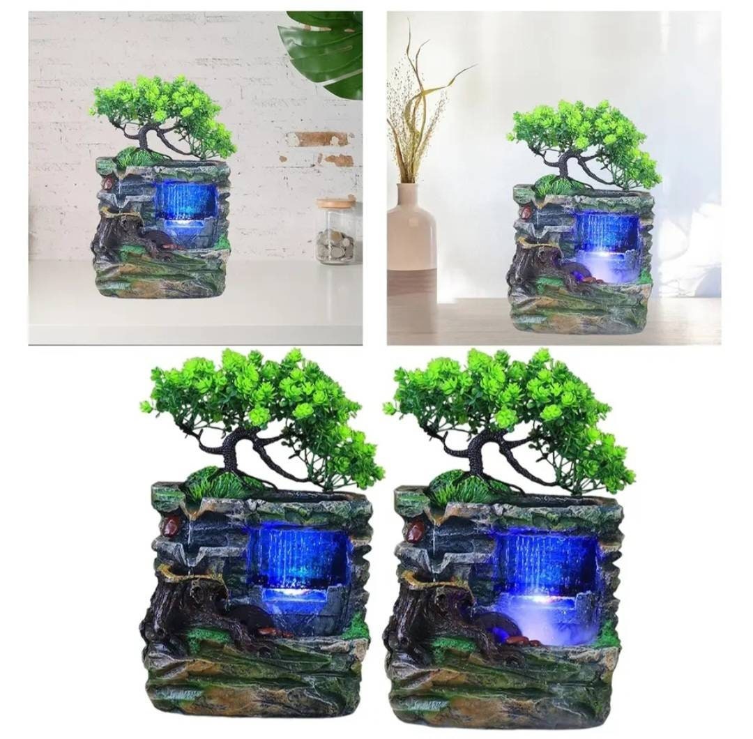 BONSAI TREE Wealth & Luck Feng Shui Stone Water Fountain Ambience At Home Solid Statement Piece / Meditate / Calming / Add Plants / Bamboo