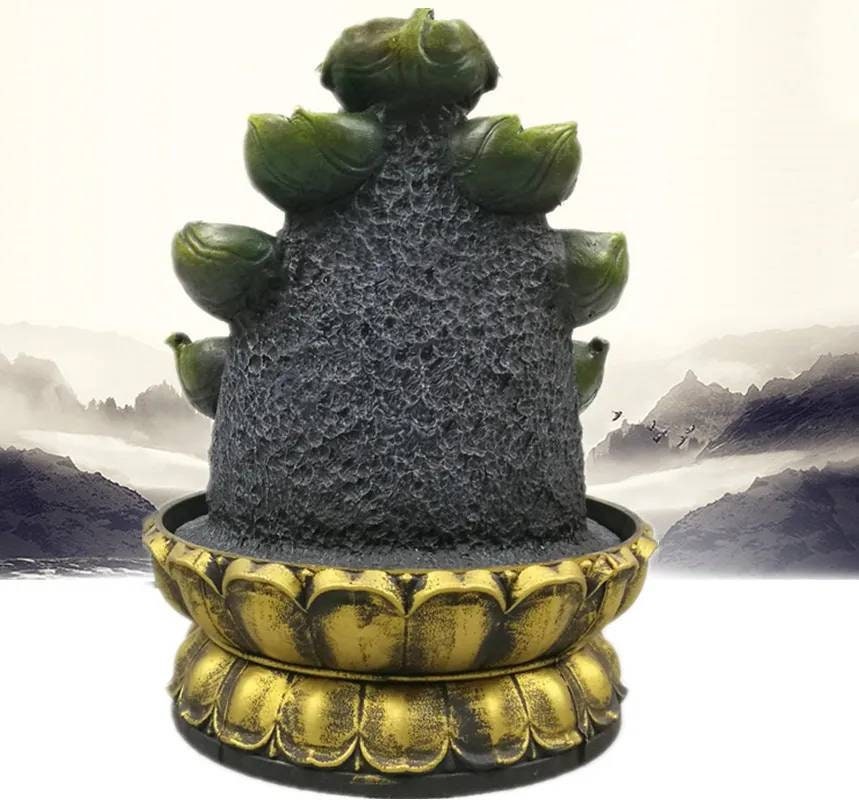 BUDDHA Feng Shui Stone Water Fountain Ambience At Home Solid Resin Statement Piece / Meditation / Calming / Add Plants / Bamboo / Fish