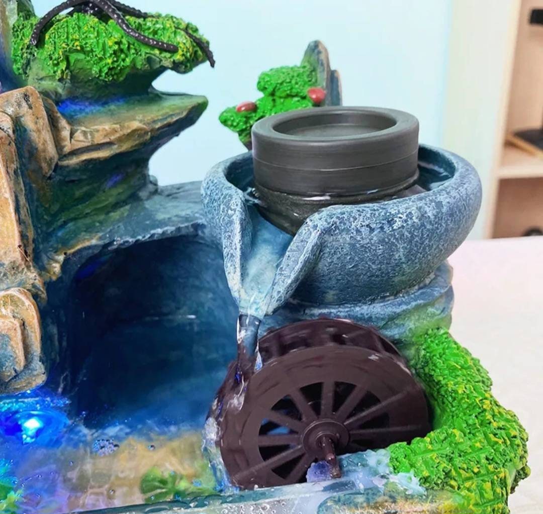 Wealth & Luck Feng Shui Stone Water Fountain Ambience At Home Solid Resin Statement Piece / Meditate / Calming / Add Plants / Bamboo / Fish