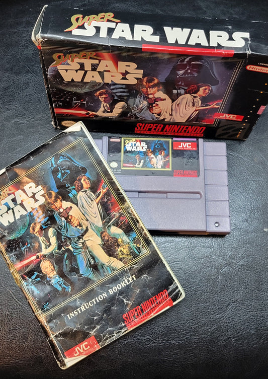 Authentic 1992 Super STARWARS SNES Cartridge (Super Nintendo Ent. System) CIB Complete In Box + Instructions Immaculate Condition Original Owner