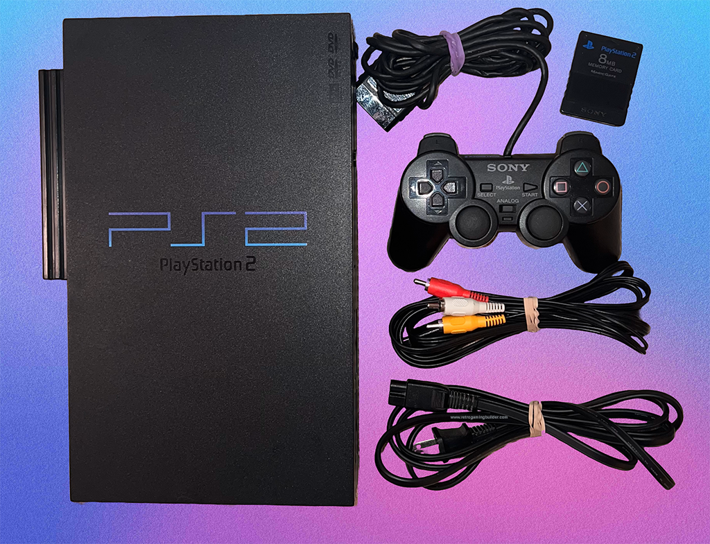 PlayStation 2 PS2 Fat (Black) + 1 Controller & Hook-Up Cords – Various Conditions