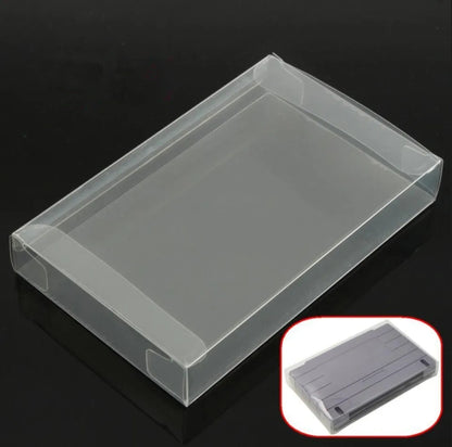 "10-Pack Transparent Game Cartridge Protective Cases for Nintendo SNES/Super NES - Clear PET Plastic Display Boxes"