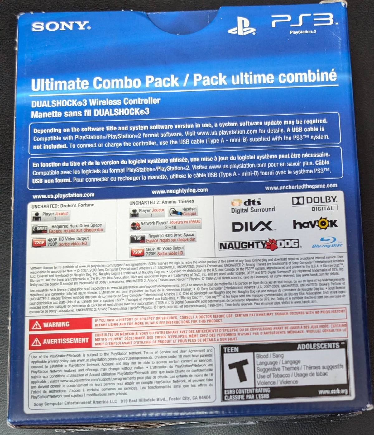 Brand New PlayStation 3 Uncharted 1 & 2 Ultimate Combo Pack + Metallic Blue Controller FACTORY SEALED