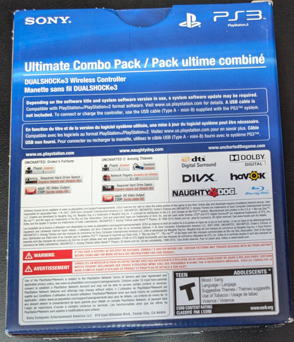 Brand New PlayStation 3 Uncharted 1 & 2 Ultimate Combo Pack + Metallic Blue Controller FACTORY SEALED